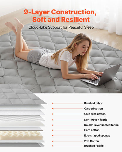 Japanese Tatami Mat, Full Size Foldable Japanese Tatami Mattress, Futon Mattress with Storage Bag & Fastener, V952-BYTTM54INCH3XSFR5001V0