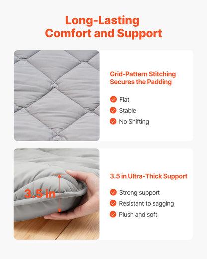 Japanese Tatami Mat, Full Size Foldable Japanese Tatami Mattress, Futon Mattress with Storage Bag & Fastener, V952-BYTTM54INCH3XSFR5001V0