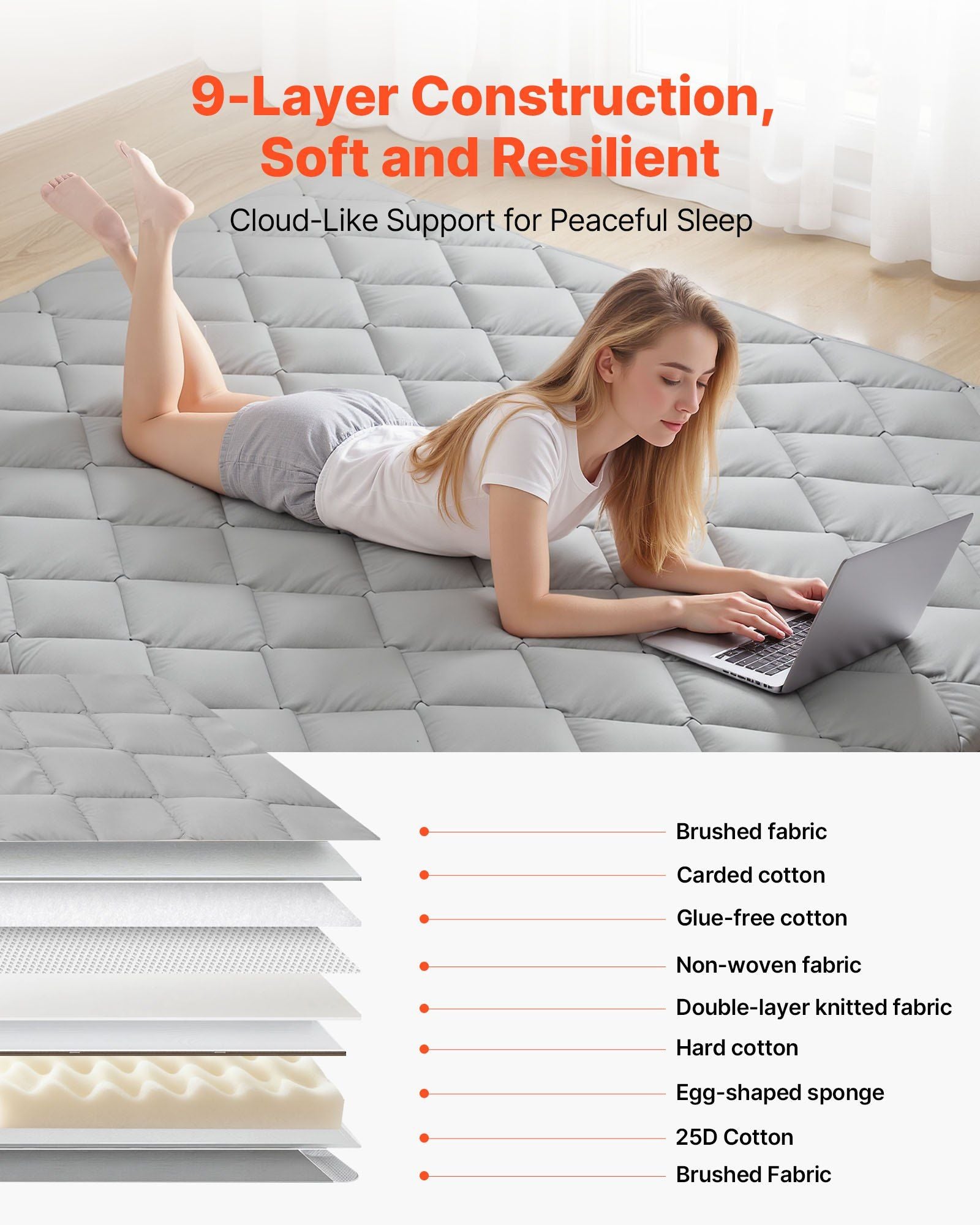 Japanese Tatami Mat, Queen Size Foldable Japanese Tatami Mattress, Futon Mattress with Storage Bag & V952-BYTTM60INCH258PZF001V0