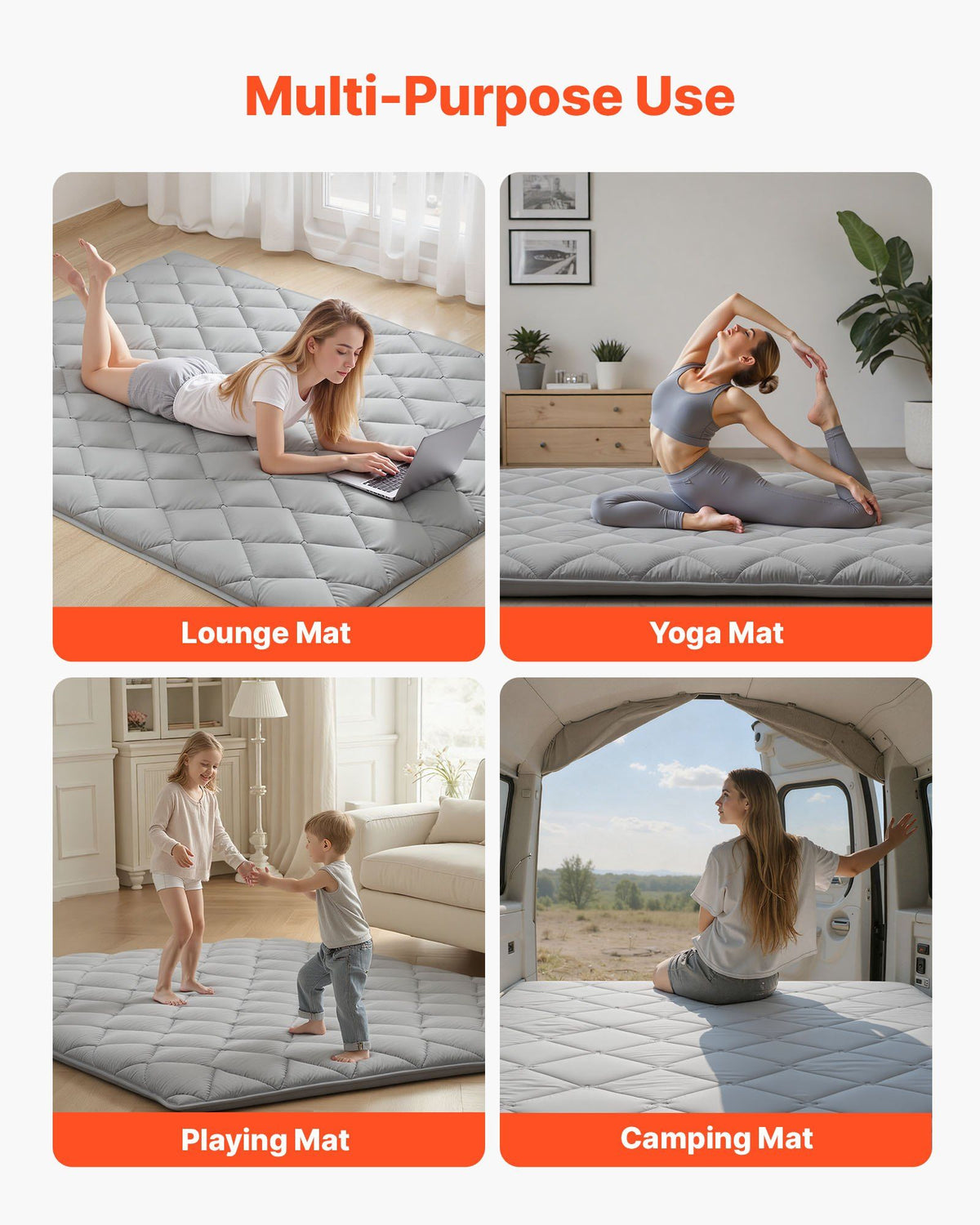 Japanese Tatami Mat, Queen Size Foldable Japanese Tatami Mattress, Futon Mattress with Storage Bag & V952-BYTTM60INCH258PZF001V0