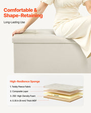 Foldable Storage Ottoman Bench, End of Bed Bench with Side Bags, Folding Upholstered Storage Chest Supports V952-BYWSZYKZDK405QXFB001V0