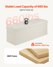 Foldable Storage Ottoman Bench, End of Bed Bench with Side Bags, Folding Upholstered Storage Chest Supports V952-BYWSZYKZDK405QXFB001V0