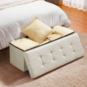 Foldable Storage Ottoman Bench, End of Bed Bench with Side Bags, Folding Upholstered Storage Chest Supports V952-BYWSZYKZDK405QXFB001V0