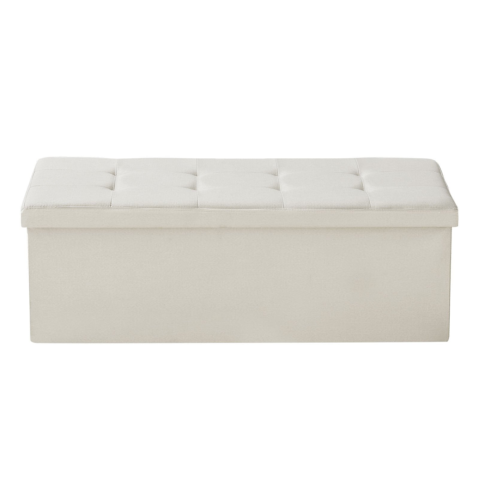 Foldable Storage Ottoman Bench, End of Bed Bench with Side Bags, Folding Upholstered Storage Chest Supports V952-BYWSZYKZDK405QXFB001V0