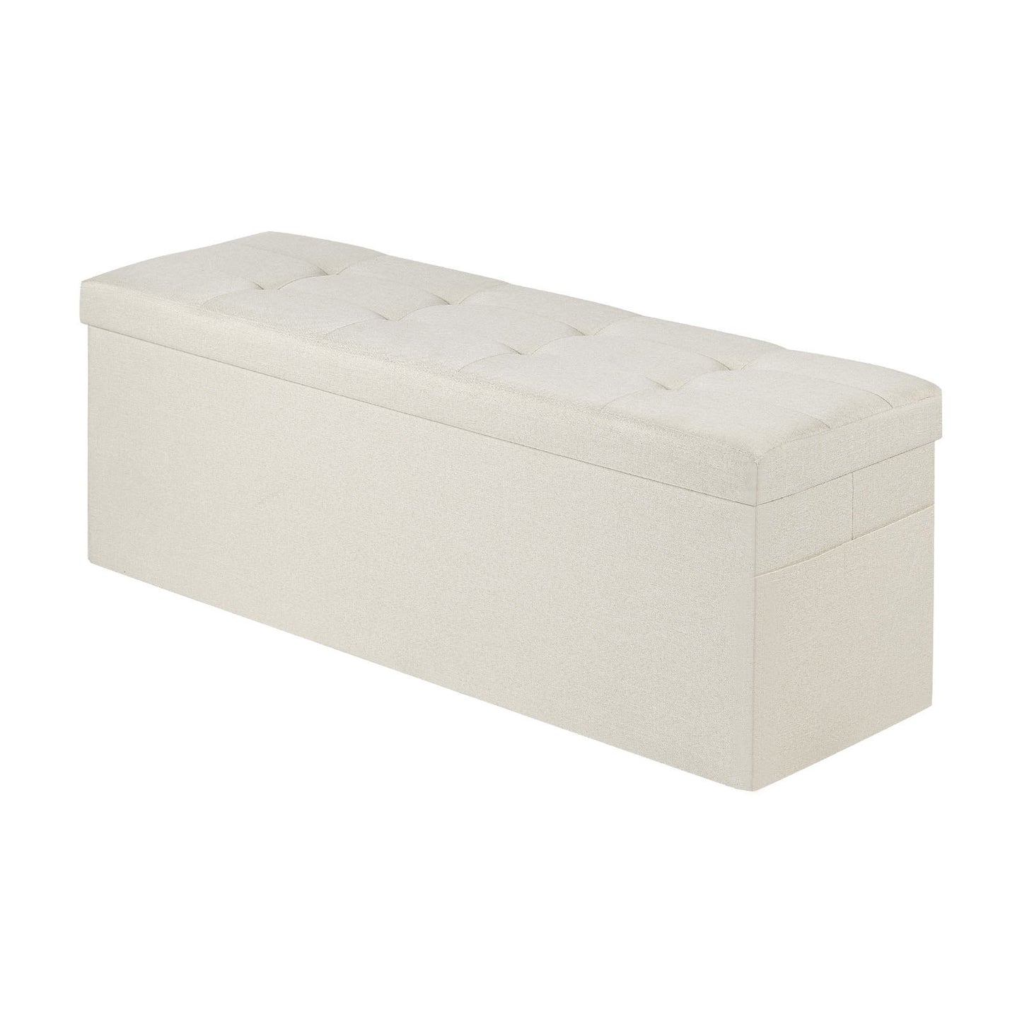 Foldable Storage Ottoman Bench, End of Bed Bench with Side Bags, Folding Upholstered Storage Chest Supports V952-BYWSZYKZDK405QXFB001V0