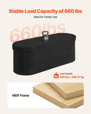 Oval Storage Ottoman Bench, Foldable Teddy Fleece End of Bed Bench, Folding Upholstered Bed Ottoman Chest V952-BYWSZYKZDK406PEG4001V0