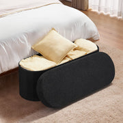 Oval Storage Ottoman Bench, Foldable Teddy Fleece End of Bed Bench, Folding Upholstered Bed Ottoman Chest V952-BYWSZYKZDK406PEG4001V0