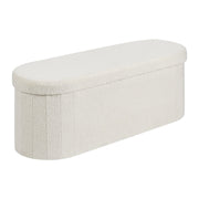 Oval Storage Ottoman Bench, Foldable Teddy Fleece End of Bed Bench, Folding Upholstered Bed Ottoman Chest V952-BYWSZYKZDK40BI0GO001V0