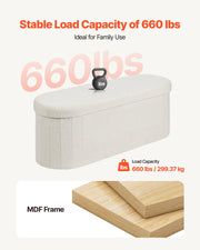 Oval Storage Ottoman Bench, Foldable Teddy Fleece End of Bed Bench, Folding Upholstered Bed Ottoman Chest V952-BYWSZYKZDK40BI0GO001V0