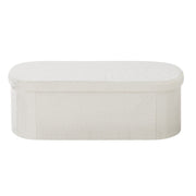 Oval Storage Ottoman Bench, Foldable Teddy Fleece End of Bed Bench, Folding Upholstered Bed Ottoman Chest V952-BYWSZYKZDK40BI0GO001V0