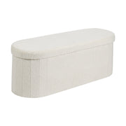 Oval Storage Ottoman Bench, Foldable Teddy Fleece End of Bed Bench, Folding Upholstered Bed Ottoman Chest V952-BYWSZYKZDK40BI0GO001V0