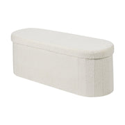 Oval Storage Ottoman Bench, Foldable Teddy Fleece End of Bed Bench, Folding Upholstered Bed Ottoman Chest V952-BYWSZYKZDK40BI0GO001V0