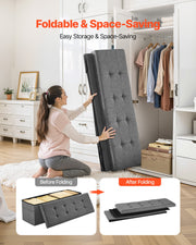 Foldable Storage Ottoman Bench, End of Bed Bench with Side Bags, Folding Upholstered Storage Chest Supports V952-BYWSZYKZDK40FW7EP001V0