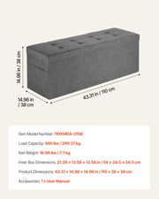 Foldable Storage Ottoman Bench, End of Bed Bench with Side Bags, Folding Upholstered Storage Chest Supports V952-BYWSZYKZDK40FW7EP001V0