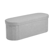 Oval Storage Ottoman Bench, Foldable Teddy Fleece End of Bed Bench, Folding Upholstered Bed Ottoman Chest V952-BYWSZYKZDK40KOB06001V0
