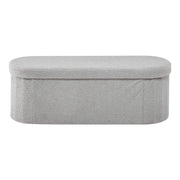 Oval Storage Ottoman Bench, Foldable Teddy Fleece End of Bed Bench, Folding Upholstered Bed Ottoman Chest V952-BYWSZYKZDK40KOB06001V0