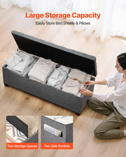 Storage Ottoman Bench, Button-Tufted End of Bed Bench with Side Bags, Flip-up Upholstered Storage Chest with V952-BYWSZYXTK404GT90L001V0