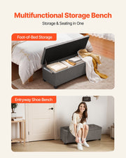 Storage Ottoman Bench, Button-Tufted End of Bed Bench with Side Bags, Flip-up Upholstered Storage Chest with V952-BYWSZYXTK404GT90L001V0