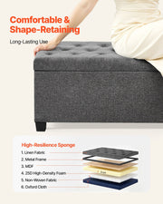 Storage Ottoman Bench, Button-Tufted End of Bed Bench with Side Bags, Flip-up Upholstered Storage Chest with V952-BYWSZYXTK404GT90L001V0