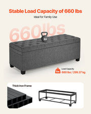 Storage Ottoman Bench, Button-Tufted End of Bed Bench with Side Bags, Flip-up Upholstered Storage Chest with V952-BYWSZYXTK404GT90L001V0