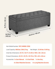 Storage Ottoman Bench, Button-Tufted End of Bed Bench with Side Bags, Flip-up Upholstered Storage Chest with V952-BYWSZYXTK404GT90L001V0