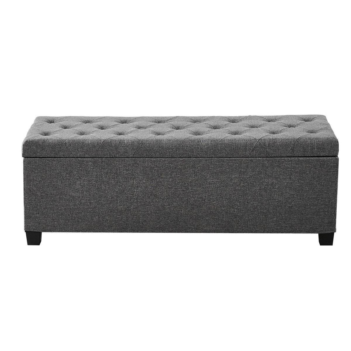 Storage Ottoman Bench, Button-Tufted End of Bed Bench with Side Bags, Flip-up Upholstered Storage Chest with V952-BYWSZYXTK404GT90L001V0