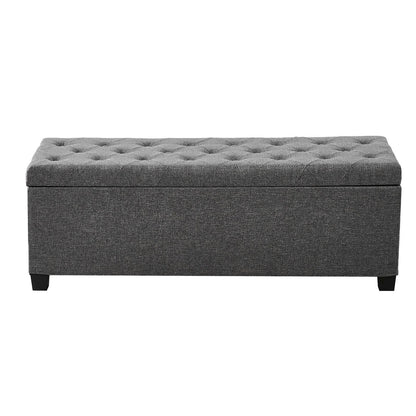 Storage Ottoman Bench, Button-Tufted End of Bed Bench with Side Bags, Flip-up Upholstered Storage Chest with V952-BYWSZYXTK404GT90L001V0