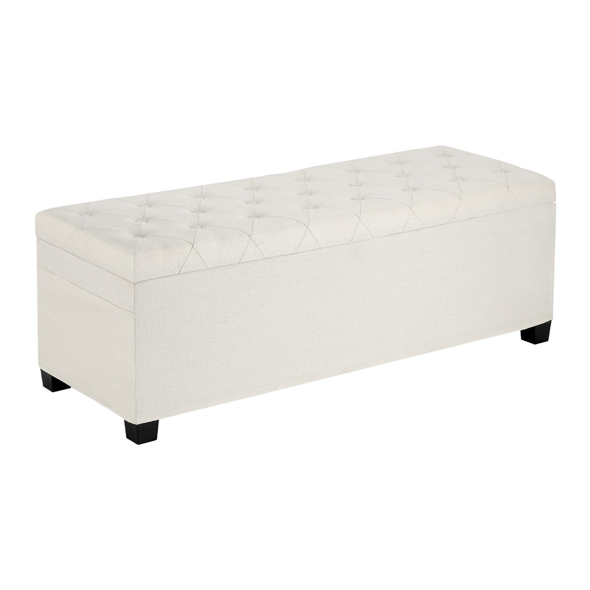 Storage Ottoman Bench, Button-Tufted End of Bed Bench with Side Bags, Flip-up Upholstered Storage Chest with V952-BYWSZYXTK404XZWNY001V0
