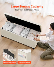 Storage Ottoman Bench, Button-Tufted End of Bed Bench with Side Bags, Flip-up Upholstered Storage Chest with V952-BYWSZYXTK404XZWNY001V0
