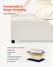 Storage Ottoman Bench, Button-Tufted End of Bed Bench with Side Bags, Flip-up Upholstered Storage Chest with V952-BYWSZYXTK404XZWNY001V0