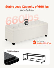 Storage Ottoman Bench, Button-Tufted End of Bed Bench with Side Bags, Flip-up Upholstered Storage Chest with V952-BYWSZYXTK404XZWNY001V0