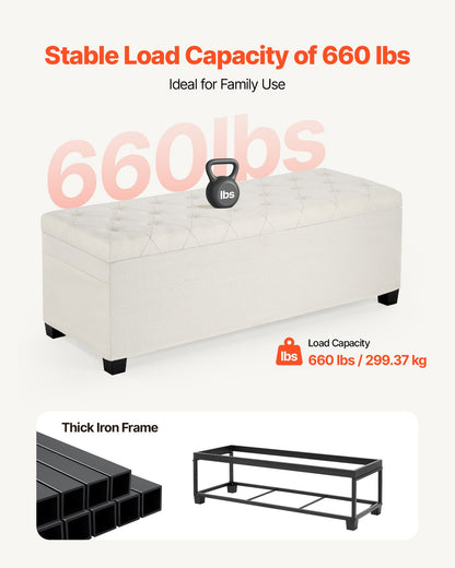 Storage Ottoman Bench, Button-Tufted End of Bed Bench with Side Bags, Flip-up Upholstered Storage Chest with V952-BYWSZYXTK404XZWNY001V0