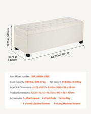 Storage Ottoman Bench, Button-Tufted End of Bed Bench with Side Bags, Flip-up Upholstered Storage Chest with V952-BYWSZYXTK404XZWNY001V0