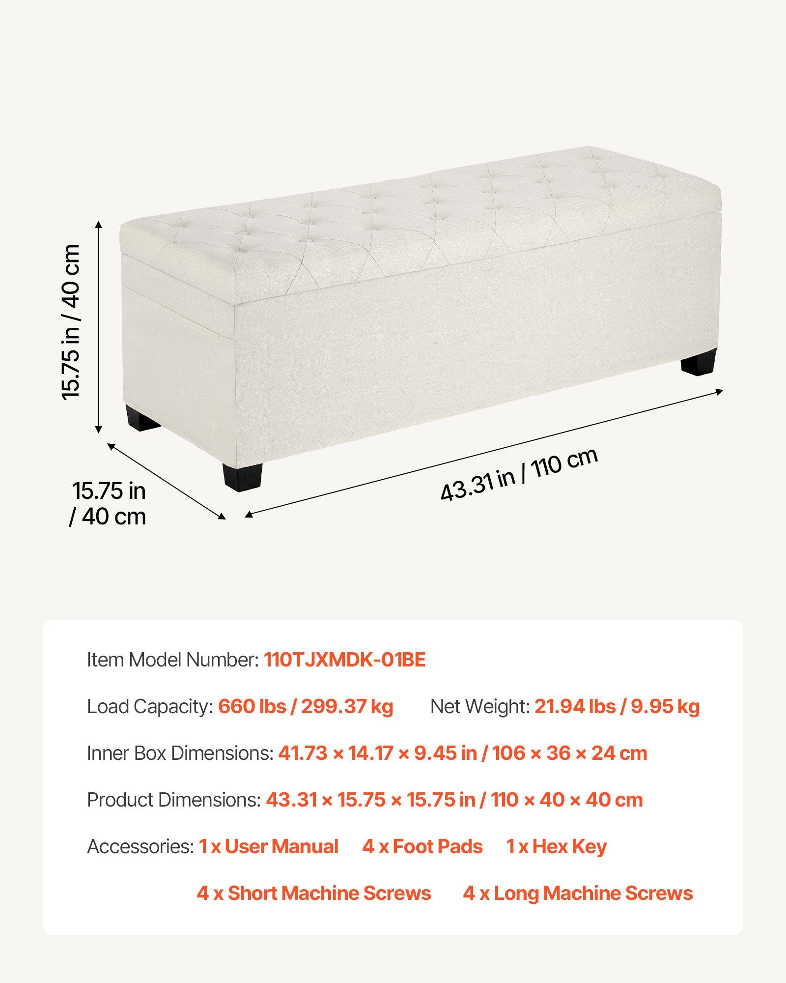 Storage Ottoman Bench, Button-Tufted End of Bed Bench with Side Bags, Flip-up Upholstered Storage Chest with V952-BYWSZYXTK404XZWNY001V0