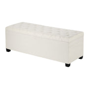 Storage Ottoman Bench, Button-Tufted End of Bed Bench with Side Bags, Flip-up Upholstered Storage Chest with V952-BYWSZYXTK404XZWNY001V0
