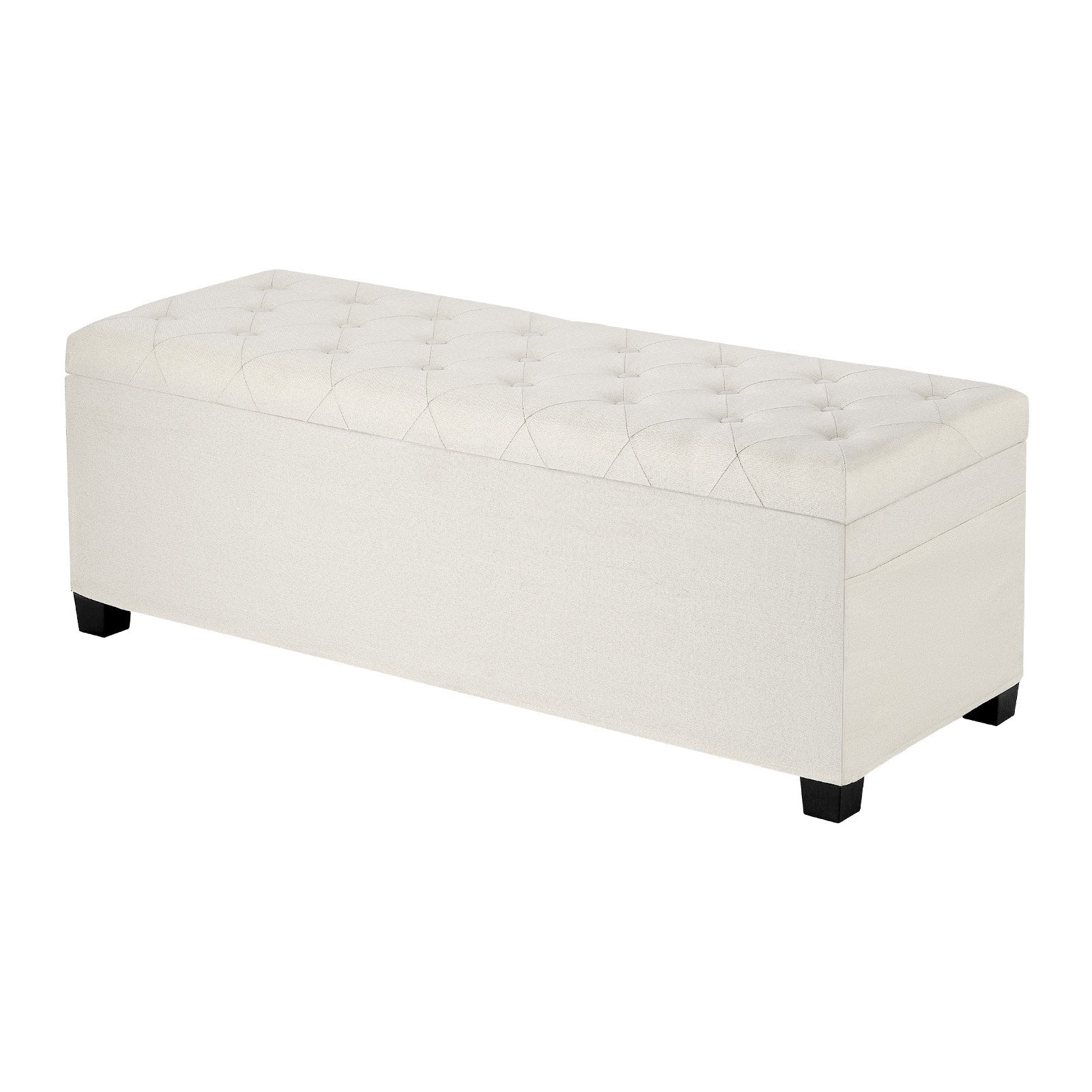 Storage Ottoman Bench, Button-Tufted End of Bed Bench with Side Bags, Flip-up Upholstered Storage Chest with V952-BYWSZYXTK404XZWNY001V0