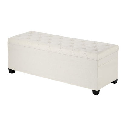 Storage Ottoman Bench, Button-Tufted End of Bed Bench with Side Bags, Flip-up Upholstered Storage Chest with V952-BYWSZYXTK404XZWNY001V0