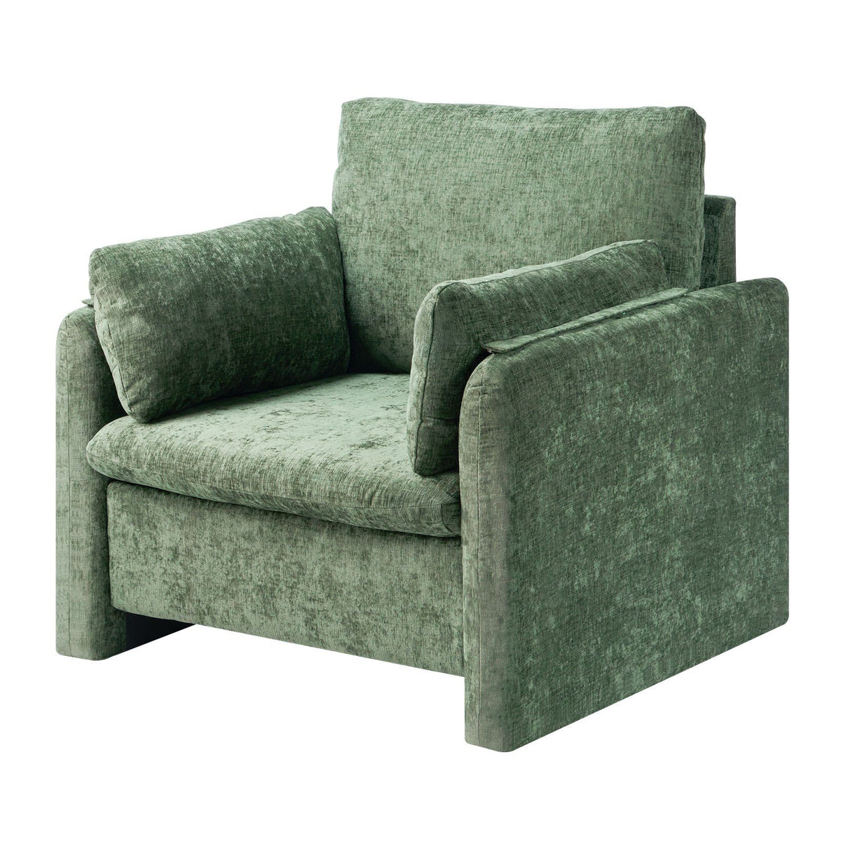 Green Accent Chair, Modern Upholstered Accent Chair with Armrests, Cloth Arm Chairs with Thick Cushion and V952-BYZSYFXBY323H7UPQ001V0