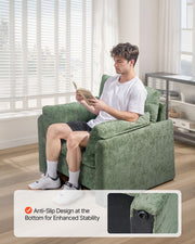 Green Accent Chair, Modern Upholstered Accent Chair with Armrests, Cloth Arm Chairs with Thick Cushion and V952-BYZSYFXBY323H7UPQ001V0