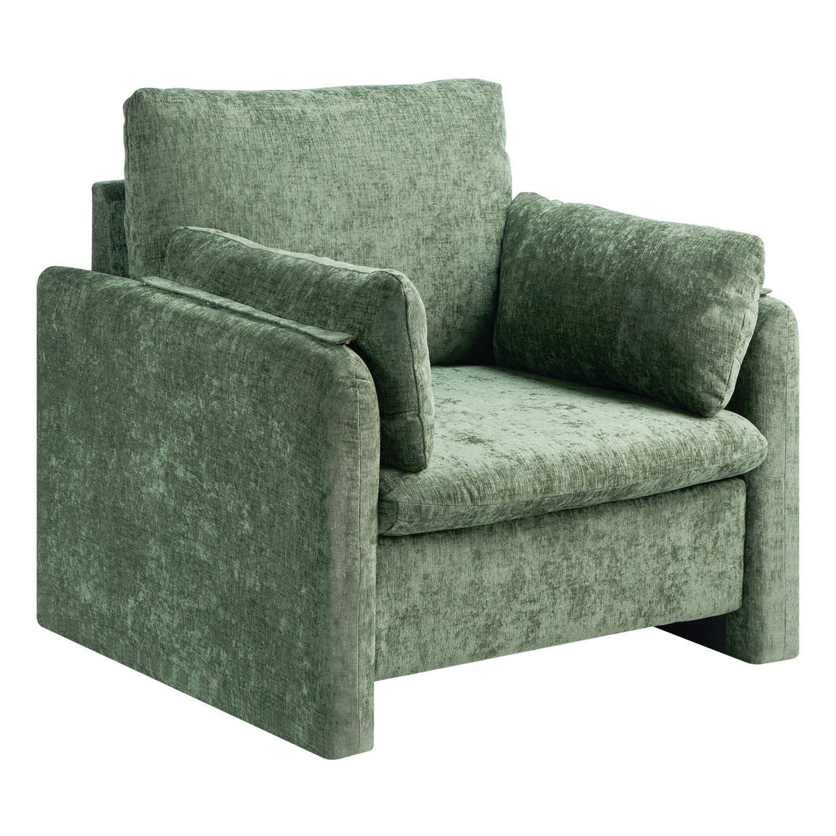 Green Accent Chair, Modern Upholstered Accent Chair with Armrests, Cloth Arm Chairs with Thick Cushion and V952-BYZSYFXBY323H7UPQ001V0
