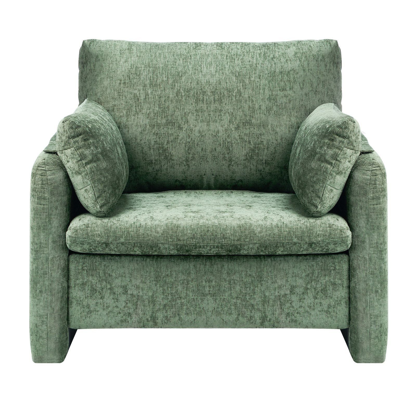 Green Accent Chair, Modern Upholstered Accent Chair with Armrests, Cloth Arm Chairs with Thick Cushion and V952-BYZSYFXBY323H7UPQ001V0