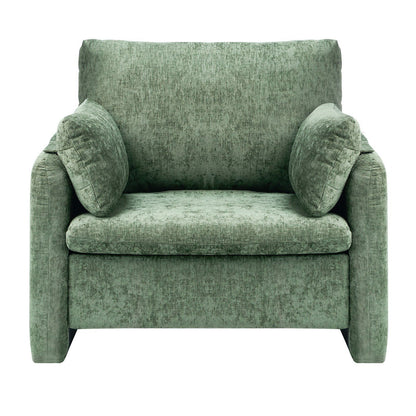 Green Accent Chair, Modern Upholstered Accent Chair with Armrests, Cloth Arm Chairs with Thick Cushion and V952-BYZSYFXBY323H7UPQ001V0