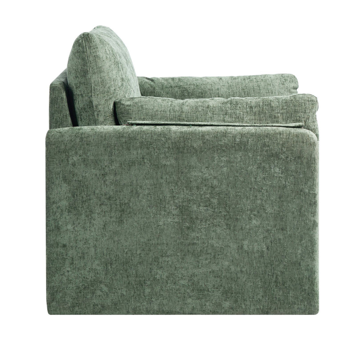 Green Accent Chair, Modern Upholstered Accent Chair with Armrests, Cloth Arm Chairs with Thick Cushion and V952-BYZSYFXBY323H7UPQ001V0