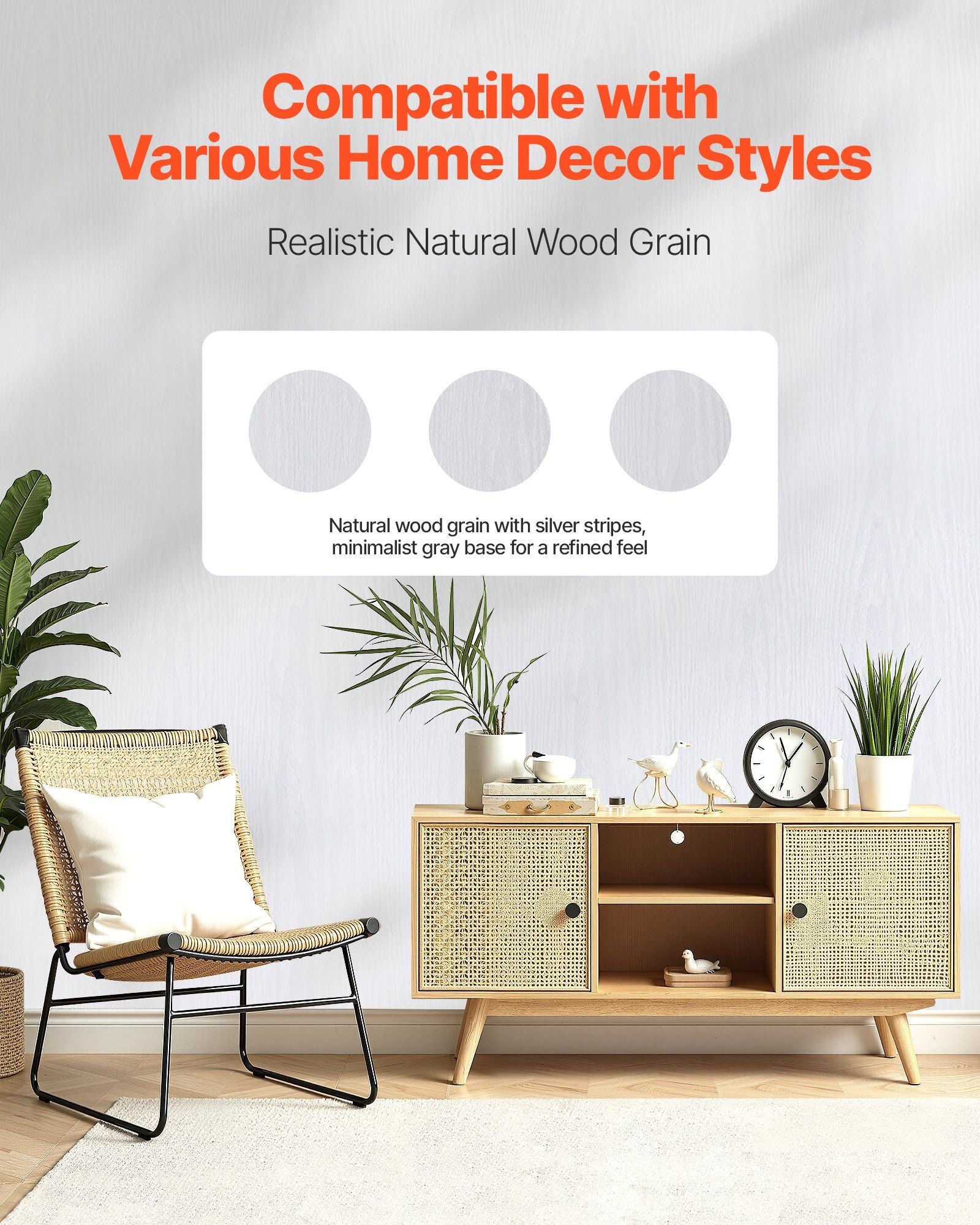 Peel and Stick Wallpaper, 45cm x 10m Contact Paper White Wood Grain Waterpoof Self Adhesive, Easy to Clean & V952-BZCCBZJKD404EN7QI001V0
