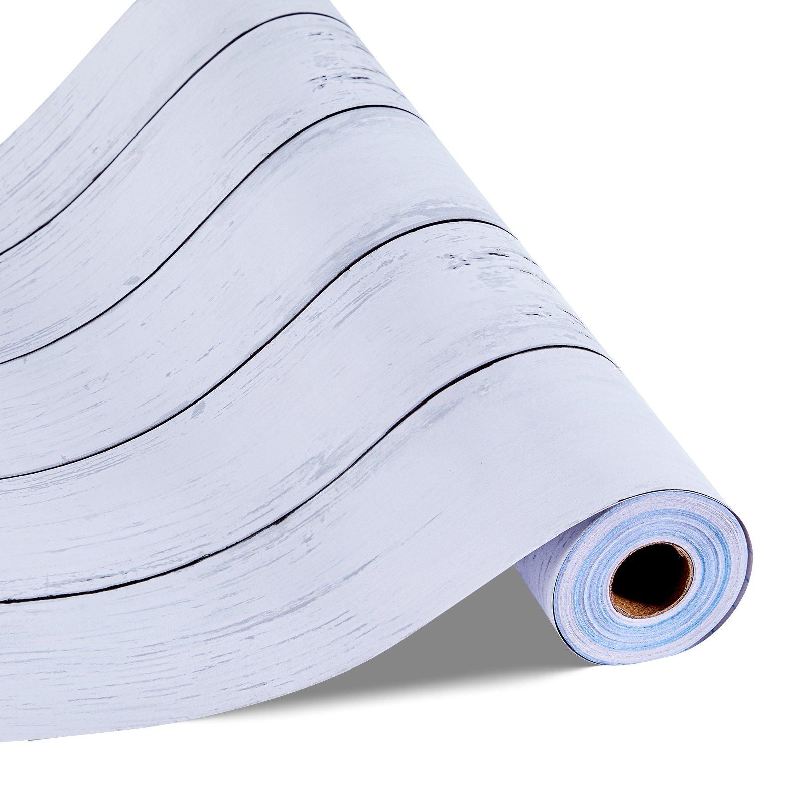 Peel and Stick Wallpaper, 45cm x 12m Contact Paper White Wood Textured Waterpoof Self Adhesive, Easy to Clean V952-BZCCBZJKD404RNWRJ001V0