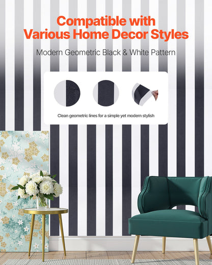 Peel and Stick Wallpaper, 45cm x 15m Contact Paper Black White Modern Geometric Waterpoof Self Adhesive, Easy V952-BZCCBZJKD404U7O07001V0