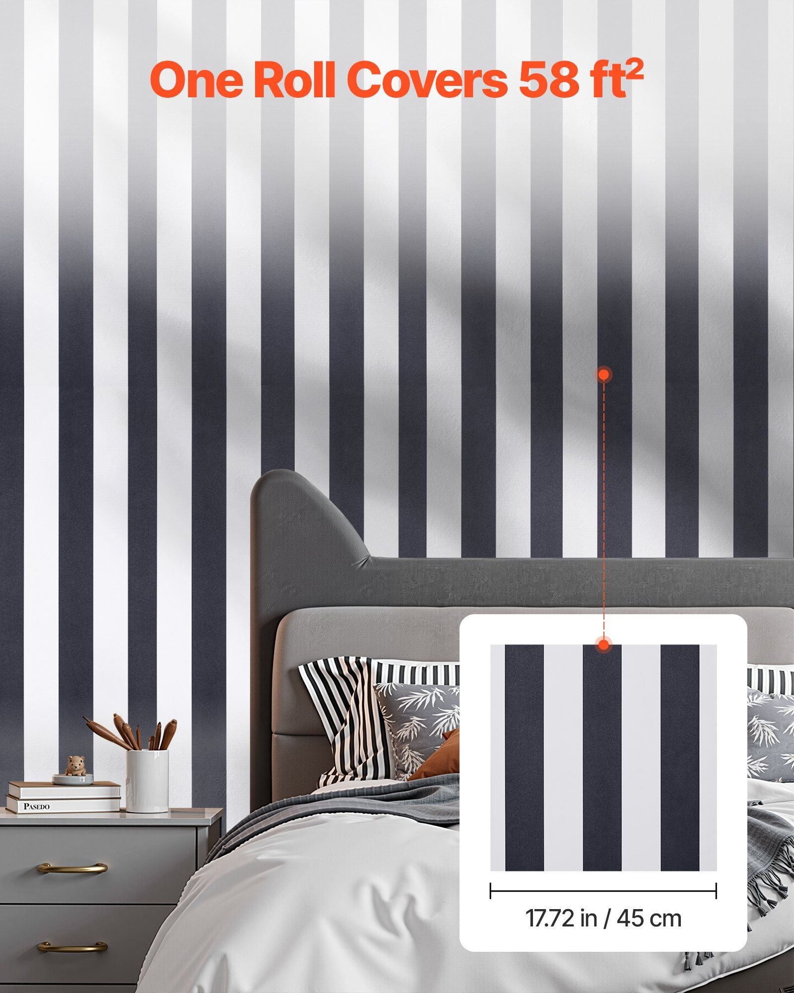 Peel and Stick Wallpaper, 45cm x 15m Contact Paper Black White Modern Geometric Waterpoof Self Adhesive, Easy V952-BZCCBZJKD404U7O07001V0