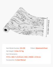 Peel and Stick Wallpaper, 45cm x 10m Contact Paper White Line Art Botanical Floral Waterpoof Self Adhesive, V952-BZCCBZJKD404WXD03001V0