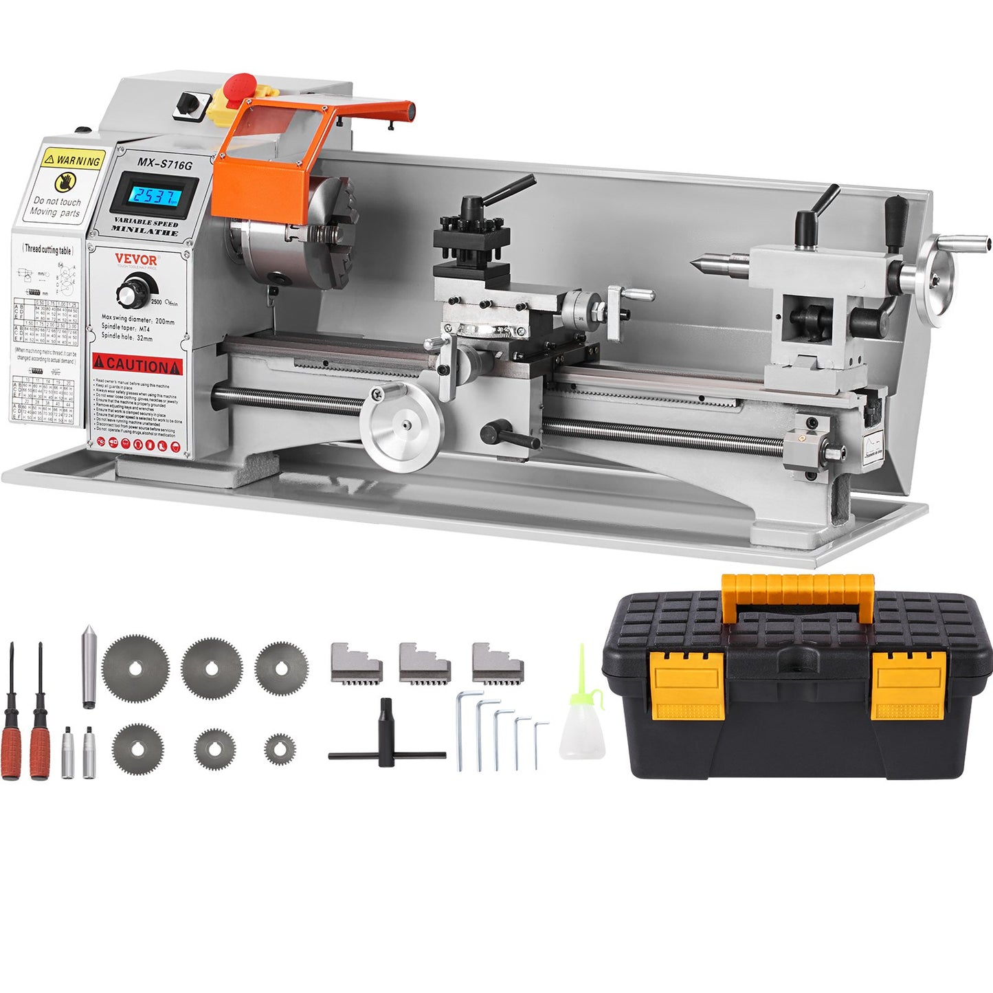 Mini Metal Lathe Machine, 180 x 400 mm, 800W Precision Benchtop Power Metal Lathe, 150-2500 RPM Continuously V952-BZDMNJSCCSFWSEYI0V3
