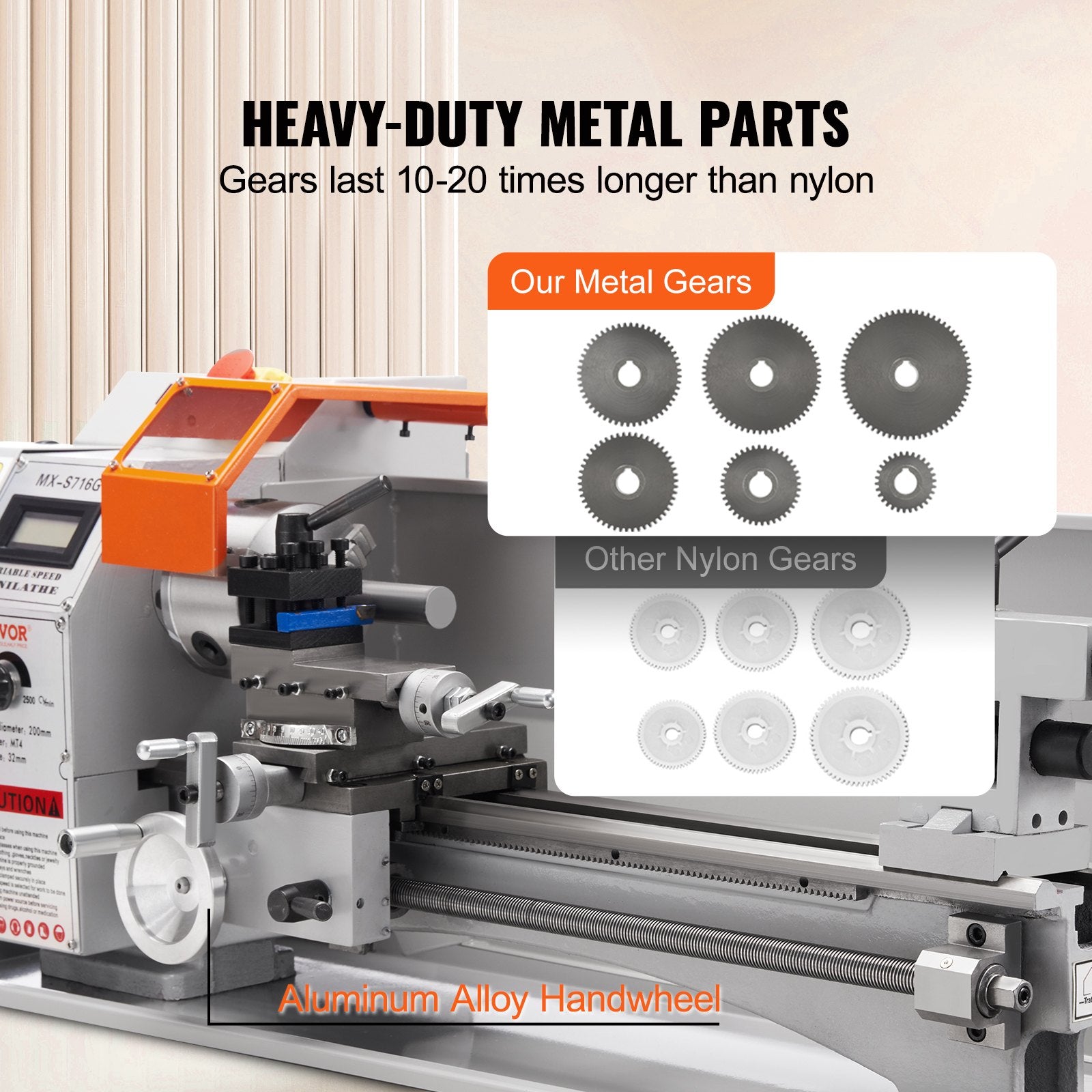 Mini Metal Lathe Machine, 180 x 400 mm, 800W Precision Benchtop Power Metal Lathe, 150-2500 RPM Continuously V952-BZDMNJSCCSFWSEYI0V3
